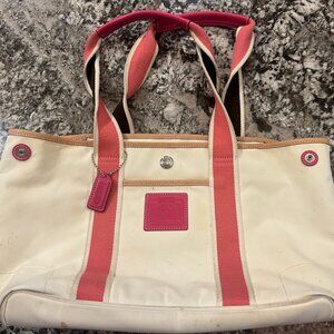 Pink & White Coach Tote